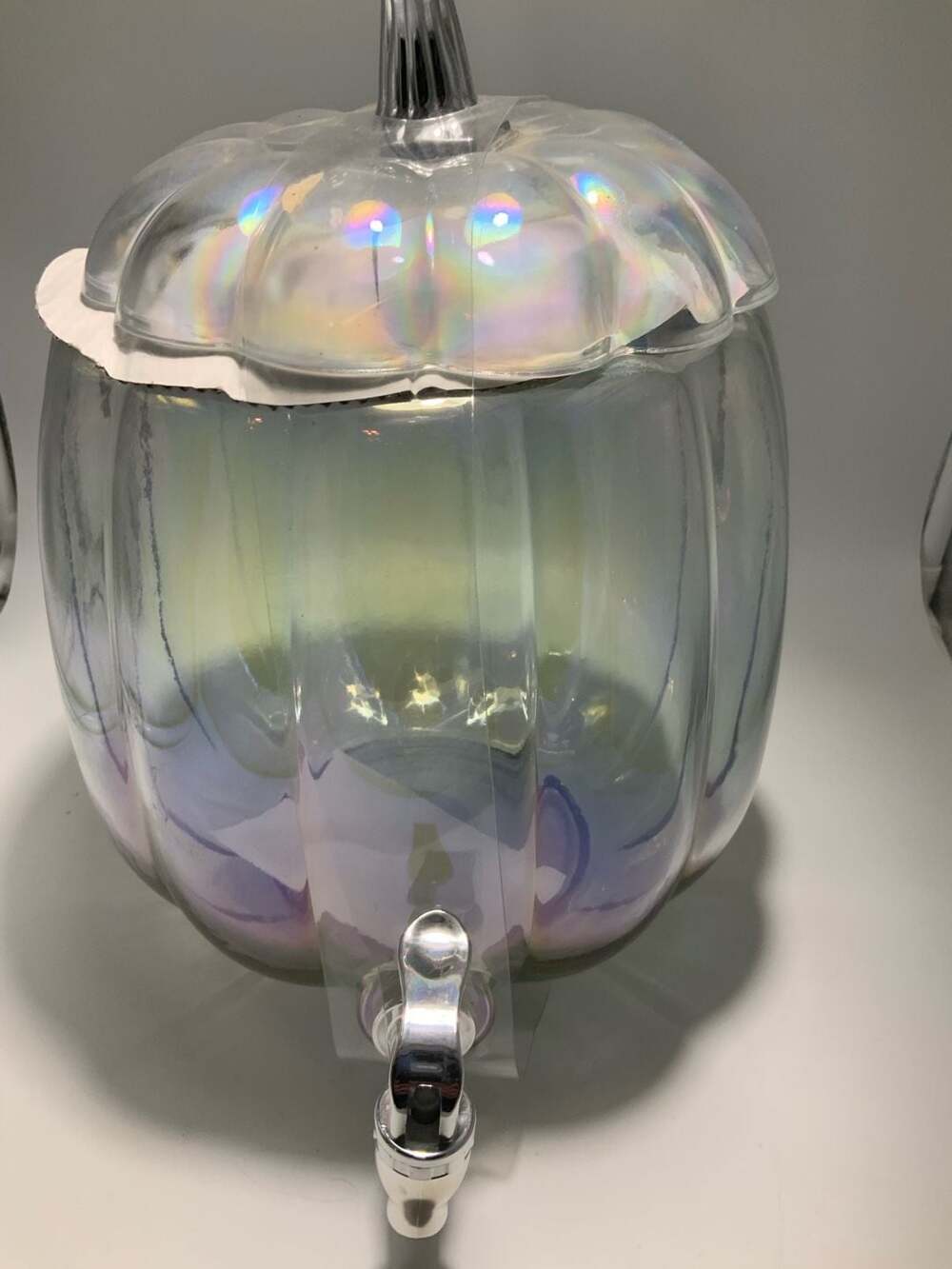 Way to Celebrate Pumpkin Beverage Dispenser Iridescent Glass